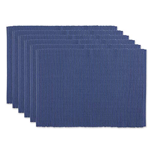 DII Basic Everyday Ribbed Tabletop 100% Cotton, Placemat Set, 13x19, French Blue, 6 Piece - color: French Blue, size: 13x19"