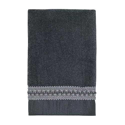 Avanti Linens - Hand Towel, Soft & Absorbent Cotton Towel (Braided Cuff Collection) - color: Granite, size: Hand Towel