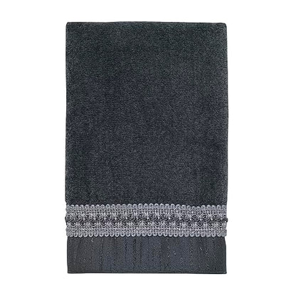 Avanti Linens - Hand Towel, Soft & Absorbent Cotton Towel (Braided Cuff Collection) - color: Granite, size: Hand Towel