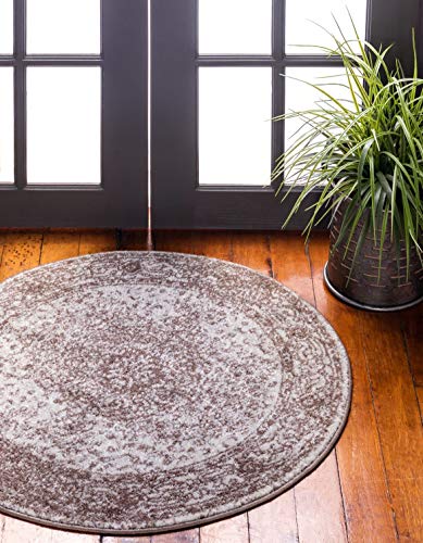 Unique Loom Bromley Collection Area Rug - Midnight (5' 1" Round, Light Brown/ Ivory) - color: Light Brown/Ivory, size: 5'1" (Round)