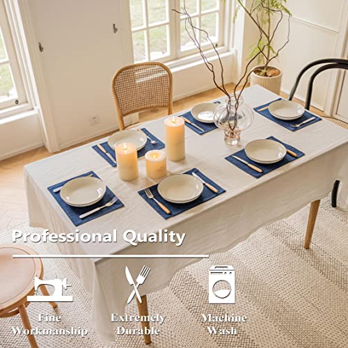 Home Brilliant Placemats Set of 4 Linen Blue Placemats Heat Resistant Dining Table Place Mats Kitchen Table Mats, Indigo - color: Indigo, size: Placemats 13" x 19", Set of 4