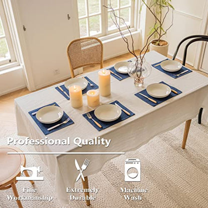 Home Brilliant Placemats Set of 4 Linen Blue Placemats Heat Resistant Dining Table Place Mats Kitchen Table Mats, Indigo - color: Indigo, size: Placemats 13" x 19", Set of 4