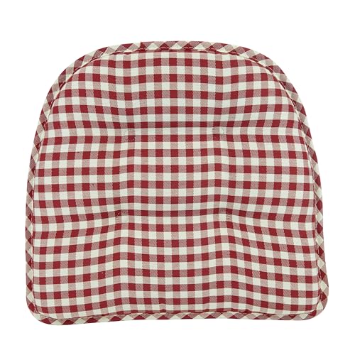 Non-Slip Chair Cushions, Assembled in USA, U-Shaped Skid-Proof Seat Pads for Dining Room, Kitchen, Office, 15"x16" - color: Gingham Red, size: 6 Pack
