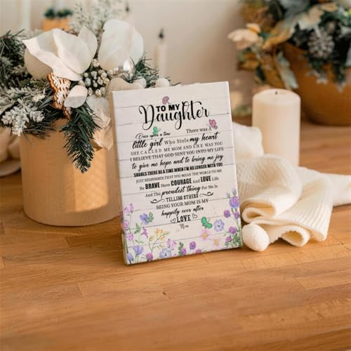 RTVJTERQ Inspirational Canvas Wall Art, Butterfly Floral To My Daughter Quote Print, Heartfelt Gift for Daughter from Mom, Ready to Hang 8x10 Inches - color: Quote 33
