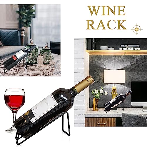 SuproBarware Stainless Steel Single Bottle Wine Rack - Set of 6, Stylish Bottle Organizer for Countertop or Dining Table - color: Black 6