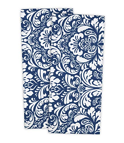 DII Cotton Dish Towel Set Damask Print, 18x28, Nautical Blue, 2 Count - color: Nautical Blue, size: Dishtowel, 18x28"