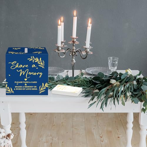 Pajean 50 Share a Memory Cards for Celebration of Life,Blue,Gold,Trendy - color: Blue Gold, style: Trendy