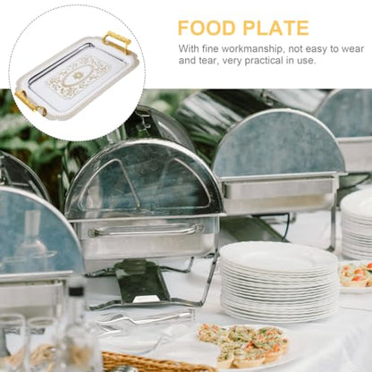ABOOFAN European Style Tray with Double Handles Retro Fruit Tray for Serving Food 13.77 X 9.64 X 0.59 in Vintage Serving for Home Kitchen Dining Ktv