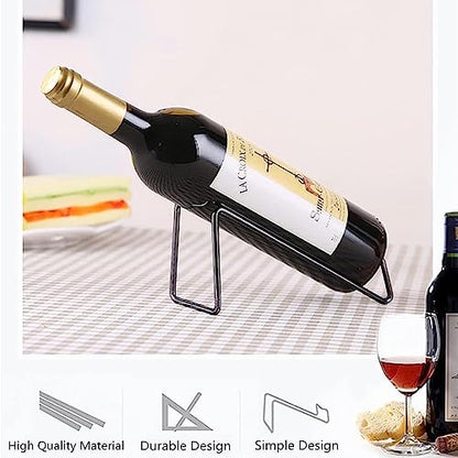 SuproBarware Stainless Steel Single Bottle Wine Rack - Set of 6, Stylish Bottle Organizer for Countertop or Dining Table - color: Black 6