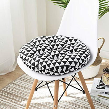vctops Bohemian Soft Round Chair Pad Garden Patio Home Kitchen Office Seat Cushion Black White Diameter 16" - color: Black White, style: Diameter 16 Inch