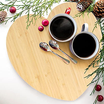 BambooMN Heart-Shaped Bamboo Serving and Cutting Board, 12" x 12" x 0.75" - 1 Piece - size: 12"L x 12"W