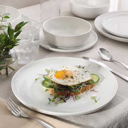 Gibson Home Havenstone 12-Piece Porcelain Dinnerware Set – Dinner Plates, Salad Plates & Bowls, Classic White Everyday Dish Set for Home, Kitchen, Microwave & Dishwasher Safe - color: White (Havenstone)