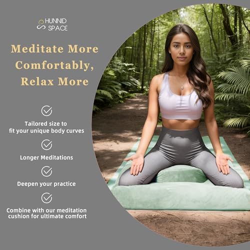 Meditation Cushion Set Zafu & Zabuton – Buckwheat Hull & Memory Foam, Adjustable Floor Pillow for Yoga, Meditation & Sitting, Removable Velvet Cover (Sage Green) - color: Sage Green