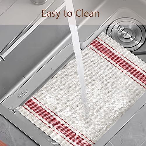 WUBAYI Placemats, Set of 6 Table Mats Heat Resistant Stain Resistant Non-Slip Woven Vinyl Insulation Placemats, Washable Durable Elegant Table Mats for Kitchen Dinning Restaurant(Beige Red) - color: Beige Red