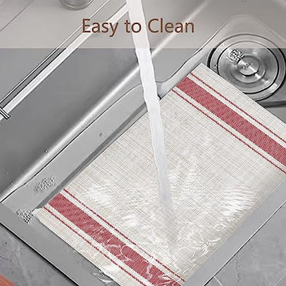 WUBAYI Placemats, Set of 6 Table Mats Heat Resistant Stain Resistant Non-Slip Woven Vinyl Insulation Placemats, Washable Durable Elegant Table Mats for Kitchen Dinning Restaurant(Beige Red) - color: Beige Red