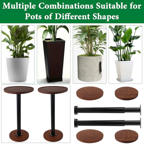 LUTTY 2Set Wooden Adjustable Plant Risers for Inside Pot,7.9-13.8 inches Tall Tapered Plant Riser Fill Bottom of Tall Flower Pots and Large Plants Containers, Rise Filler Riser of Flower Pots - size: (2 Pack)Tall Lift: Rise(7.9''-13.8'')