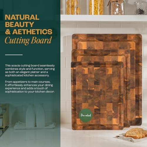 Yes4All Medium Acacia Cutting Board, End Grain Cutting Board 17"x 13"x 1.5" - size: 17"L x 13"W, style: Acacia