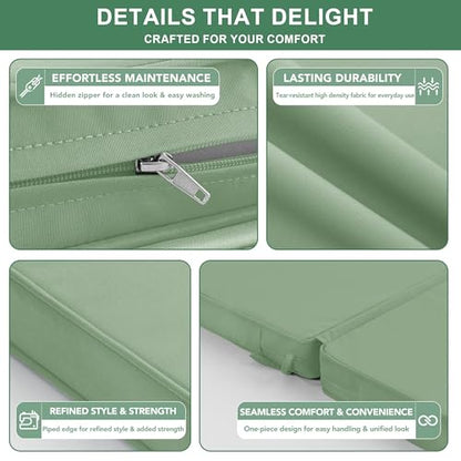 Summsun Patio Dining Chair Cushions 4-Pack, 20 x 20 Inch, Sage Green | High Back, High-Resilience Foam, Non-Slip Bottom, Water Resistant, Removable Cover, Tie Straps, Fit for Adirondack, Rocker - color: Sage Green