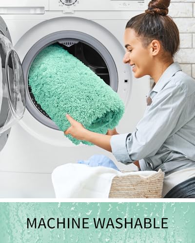 Toilet Rugs U-Shaped Mat 24x22, Contour Bathroom Mat - Ultra Soft & Absorbent Microfiber, Quick-Dry, Machine Washable with High Density Foam Latex Non Slip Backing, SpaBlue - color: Spa Blue, size: 24" X 22"(Toilet Rug)