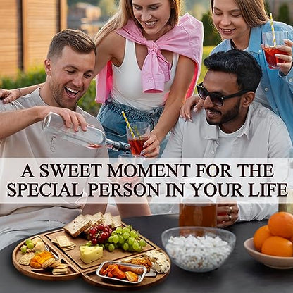 Premium Solid Wood Charcuterie Board Gift Set - Extra Large Magnetic Cheese Board Wooden Tray Serving Platter Housewarming, Christmas, and Valentine's Gifts