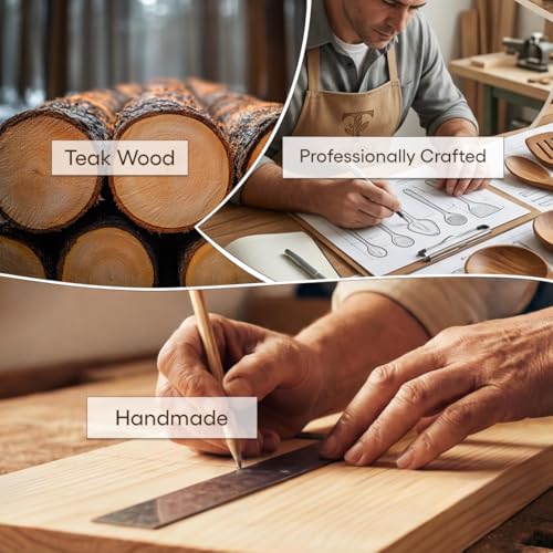 DOSTDR-10 Piece Wooden Cooking Utensil Set Teak Wood Cooking Spoon FoodSafe | NonStick Safe HeatResistant Durable Lightweight FoodSafe SeasonedTeak Ergonomic EasyClean EcoFriendly ScratchResistant