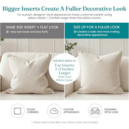 Oubonun Beige 12x22 Lumbar Pillow Inserts Set of 2 – Full Fluffy Down Alternative Rectangular Throw Pillow for Couch Sofa Bed, Soft Decorative Lumbar Cushion with Cross Pattern, Machine Washable - size: 12×22Inch