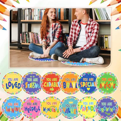 12 Pcs Carpet Circle Seats, 15 Inch Round Classroom Rug, Non Slip Corner Floor Cushion Mat, Circle Time Rug for Living Room, Learning, Playing Areas, Story Time, Group Activity(Inspirng) - style: Inspirng