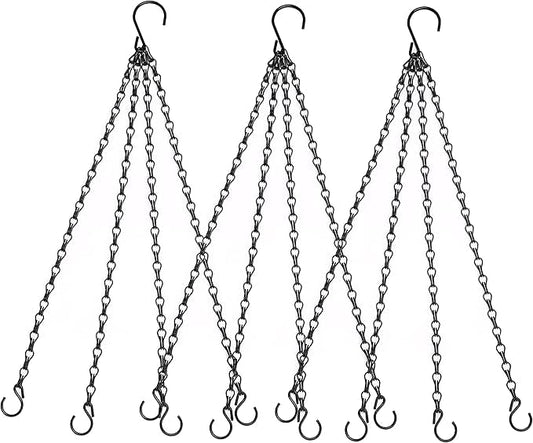 Heybe 16 Inch Hanging Basket Chain, 4 Point Hanging Chains with Hooks for Pot Planters Bird Feeders Lantern Lamp,Extended Hangers for Hanging Badkeys(16inch, 4 Point) - size: 16 inches, style: 4 point