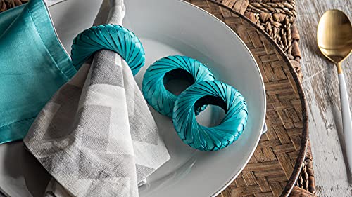 Napkin Rings Rustic Hand Woven Set of Colorful Ring Holder Coastal Tropical Beachy Napping Rings for Thanksgiving Xmas Wedding Everyday Dinning Table Parties (6X, Turquoise) - color: Turquoise