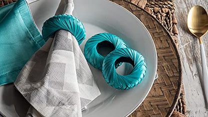 Napkin Rings Rustic Hand Woven Set of Colorful Ring Holder Coastal Tropical Beachy Napping Rings for Thanksgiving Xmas Wedding Everyday Dinning Table Parties (6X, Turquoise) - color: Turquoise