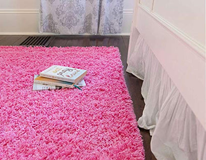 Unique Loom Solid Shag Collection Area Rug (2' x 3' 1" Rectangle, Taffy Pink) - color: Taffy Pink, size: 2' x 3'1" (Rectangular)