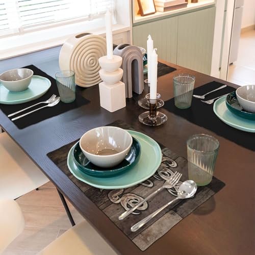 Coffee Place Mats Set of 4,Coffee Time Phrase with A Cup on A Wooden Grunge Background Kitchen Image Placemats for Dining Table 4 PCS, Cafe-1 - color: Cafe-1, size: 12"X18"|4 PCS