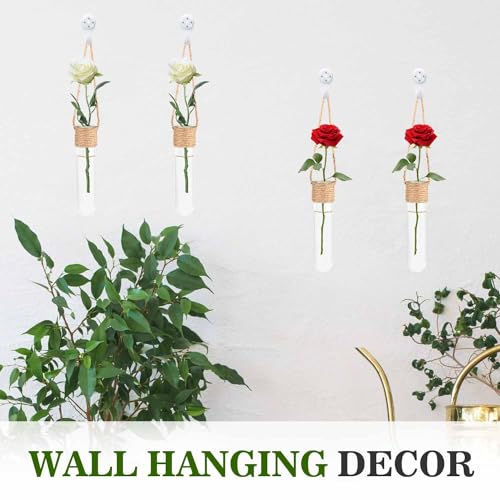 ARTORA Plant Propagation Hanging Glass Planter Terrarium Wall Mounted Decorative Flower Vase Hydroponic Plant Cultivation Test Tube for Home Office Decor (4PCS)