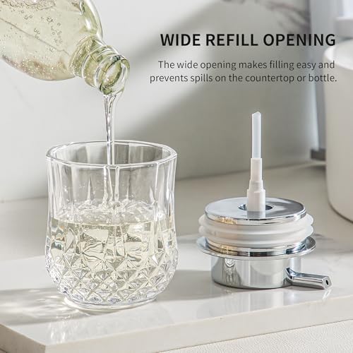 Enra Glass Soap Dispenser with Silver Pump, Lotion Dispenser for Bathroom | Refillable Liquid Soap Bottle with Clear Glass Design.Ideal for Bathroom, Kitchen Sinks,Countertops and Vanity Spaces. - color: Clear-silver Liquid Pump