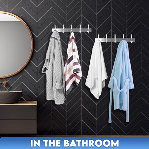 GlazieVault Coat Rack Wall Mount - Stainless Steel (2 Pack) - Heavy Duty Hooks for Hat, Towel, Robes, Jacket, Clothes - Bathroom, Entryway Hanger - style: Silver J