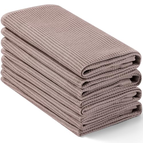 Homaxy 100% Cotton Waffle Weave Kitchen Towels, 4 Pack, Brown | Soft and Absorbent Dish Towels, 16 x 26 Inches Quick Dry Hand Towels - color: Brown, size: 16 x 26 - 4 Pack