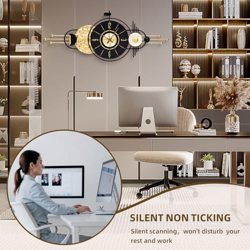 47x19 Inch Modern Large Wall Clock Battery Powered for Living Room | Quartz Movement, Easy-Read Analog Dial, Sleek Accent for Bedroom, Entryway, Kitchen, Office, and Housewarming Gifts - color: M - 47x19 in