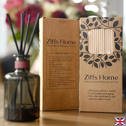 Ziffs Home® 120pcs Natural Fibre Reed Diffuser Sticks - 20cm/7.87in x 4mm/0.16in - Thick Diffuser Reeds Sticks - Diffuser Sticks for Diffuser Oils Fragrance Refill - Fibre Reeds for Diffusers - color: Natural - 7.87 Inch - 20cm