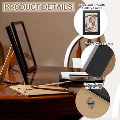 MECCANIXITY 11x11 Collage Picture Frame, Displays 4Pcs 3.5x3.5 Pictures with Mat, Solid Oak Wood Clear Acrylic Sheet Wall Mounting and Tabletop Display, Black, 1Pcs - color: Black
