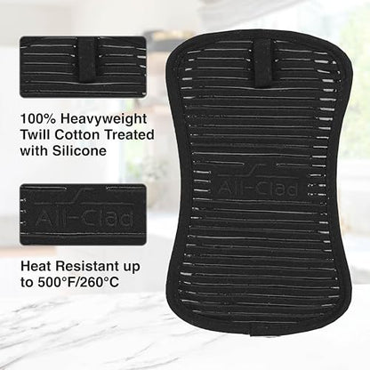 All-Clad Premium Pot Holder & Hot Pad: Heat Resistant to 500 Degrees - 100% Cotton, 10"x6.25" Hot Pad for Kitchen and Barbeque, (1-Pack), Black - color: Black, size: 1 Pack
