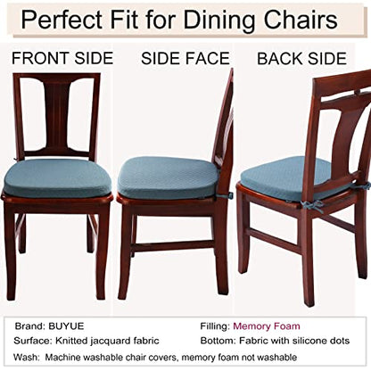 BUYUE Luxury 100% Pure Memory Foam Chair Cushion 1 Pack, Jacquard 16" U-Shape Comfortable Dining Chair Pad, Removable Slip Resistant Kitchen Chair Seat Cushion, (1 Piece, Sky Blue) - color: Sky Blue