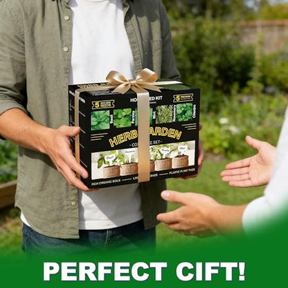 Meekear 5 Herb Indoor Starter Kit, Complete Planting Set for Kitchen Herb Garden DIY & Gift