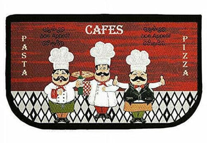 Kashi Home Kitchen Rug, Area Rug, Mat, Beautiful Print Non-Skid Latex Back Chef Trio 20x40 Rectangle - color: Chef Trio, size: 20x40 Rectangle