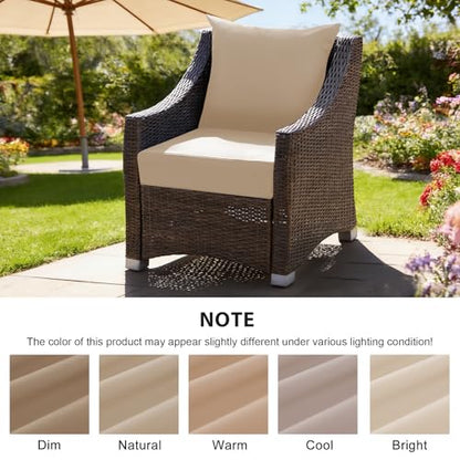 Outdoor Deep Seat Cushion Set, 24x24 Inch Water-Resistant & Fade-Resistant Outdoor Chair Cushions, Patio Furniture Cushions with Removable Cover for Patio Chair, Sofa, Beige (Set of 2) - color: Beige