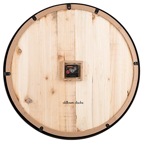 Oldtown Farmhouse Metal & Solid Wood Noiseless Wall Clock (Wood, 24-inch) - color: Wood, size: 24-inch