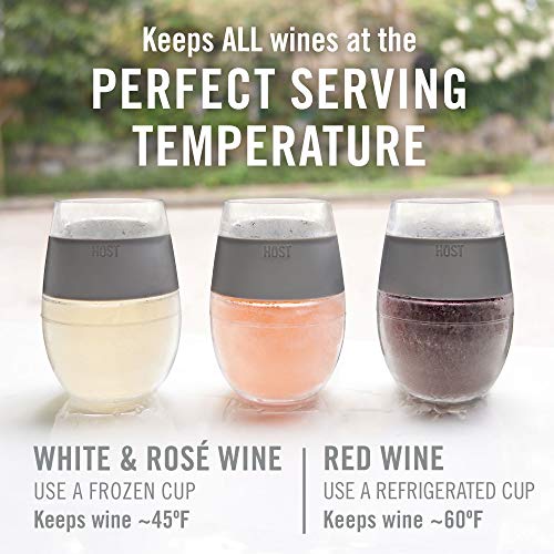 Host Cooling Wine Freeze Cup with Lid, Set of 2 Plastic Double Wall Insulated Tumbler Drink Cup with Freezing Gel for Red and White Wine, Blue - color: Blue With Lids