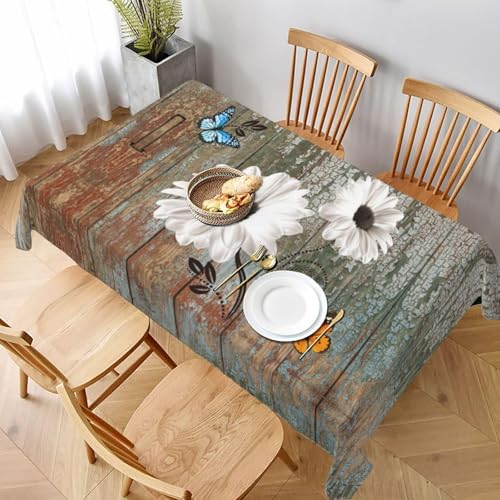 Wood Grain Flower Rectangle Tablecloth Washable Table Cloth 60x90 Inch Table Cover Waterproof for Decoration Kitchen Dining Room - color: Wood Grain Flower