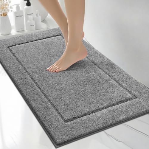 Extra Soft Bathroom Rug 20" x 30", Bath Mat, Throw Rug for Kitchen | Non Slip, Absorbent and Quick Drying, Absorbent, Washable Rug for Bathtub, sink, Shower, Bedroom, Laundry, Floor - color: Grey, size: 20" x 30"