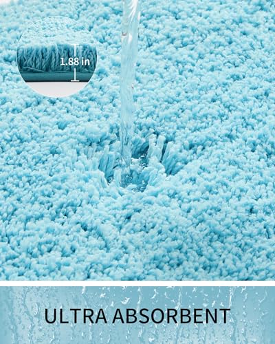 Toilet Rugs U-Shaped Mat 24x22, Contour Bathroom Mat - Ultra Soft & Absorbent Microfiber, Quick-Dry, Machine Washable with High Density Foam Latex Non Slip Backing, Teal - color: Teal, size: 24" X 22"(Toilet Rug)