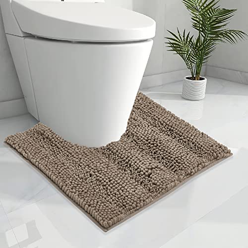 KGORGE Bathroom Rug Mat U-Shaped,Extra Soft and Absorbent Thick Bath Rugs, Non-Slip, Machine Wash Dry, Bath Mats for Bathroom Tub, 24" x 24", Taupe, 1pc - color: Taupe, size: 2' x 2' (U-Shape)